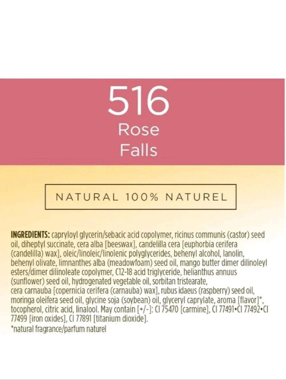 ☆NEW☆LOT OF 3☆Burt's Bees 100% Natural Glossy Lipstick, 516 ROSE FALLS, 3 Tubes